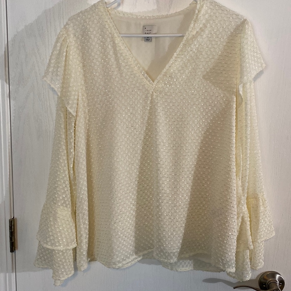 A New Day Medium Blouse with ruffle bell sleeve detail